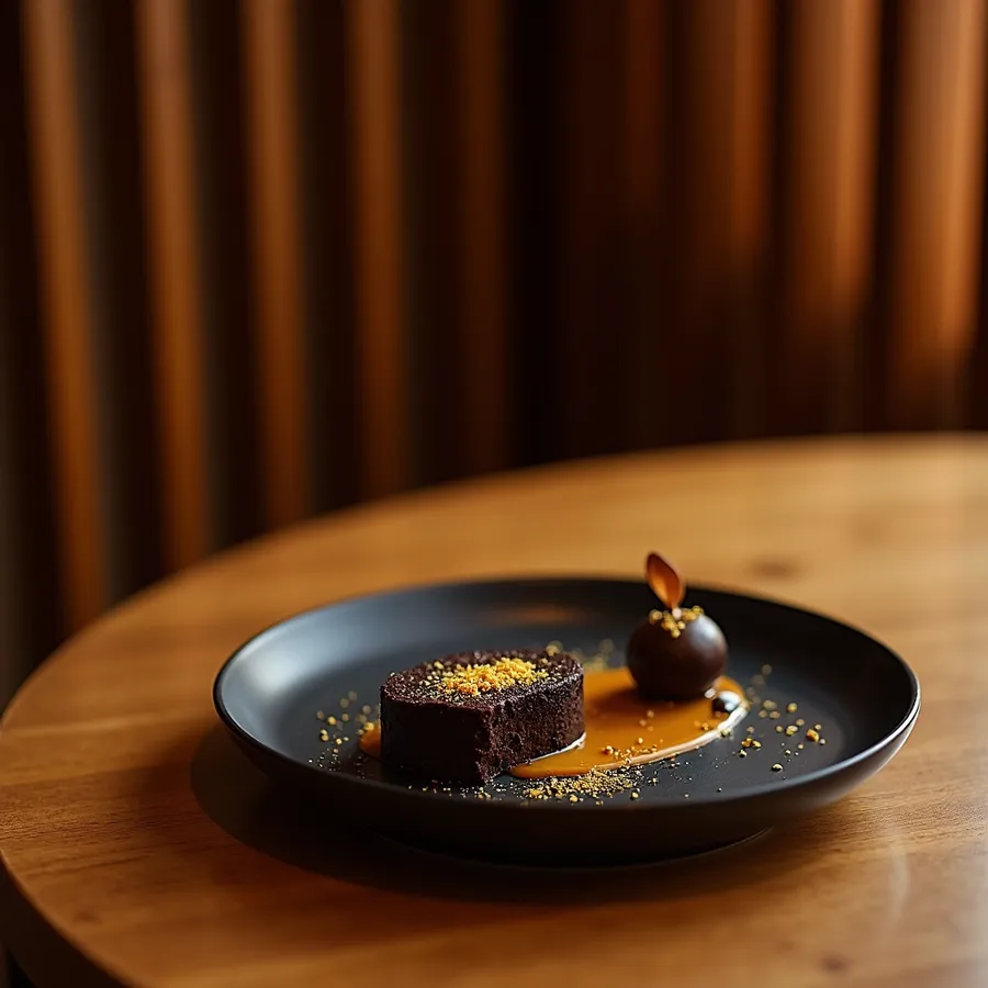 Postre de chocolate y caramelo